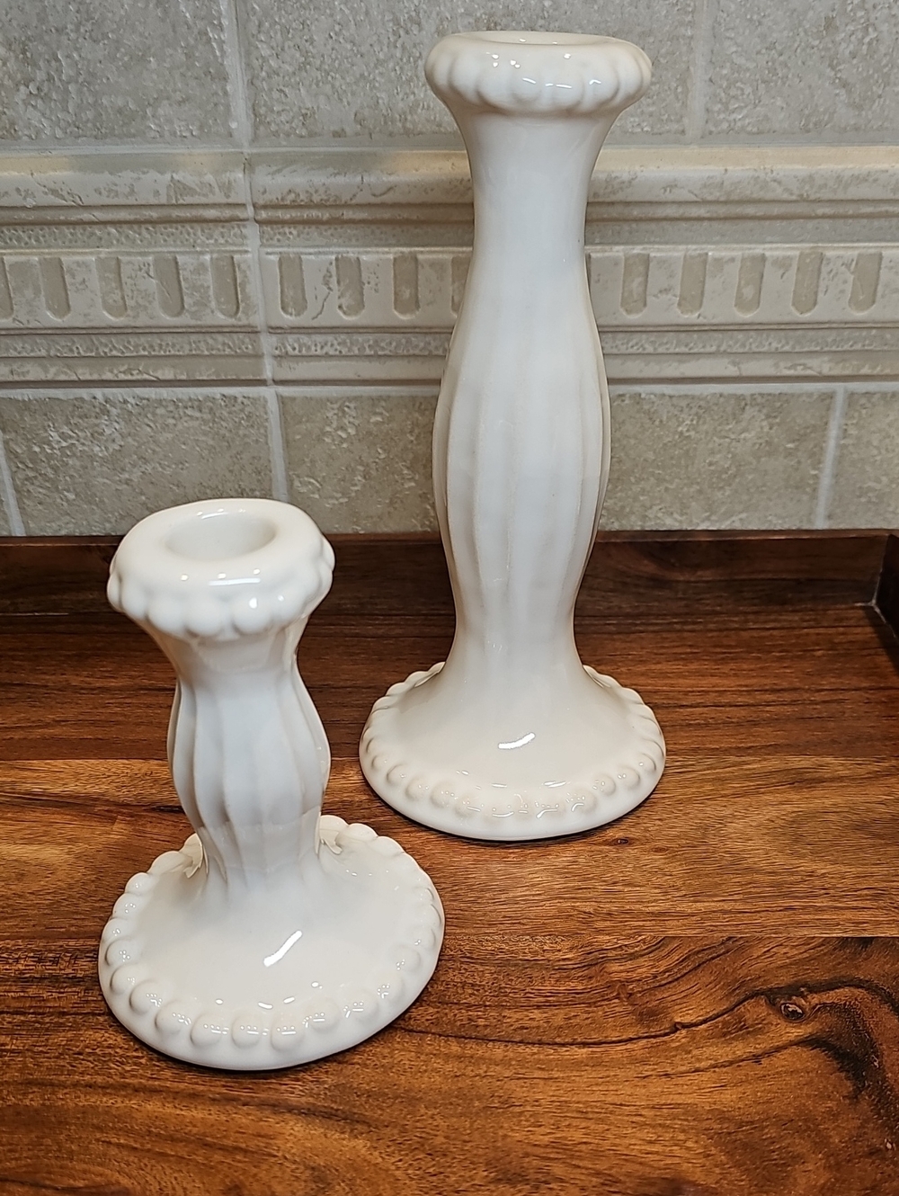 Set Of 2 Beaded Ceramic Candle Holders By Threshold